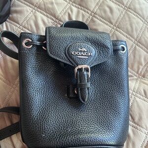 Coach Pebbled Black Leather Backpack